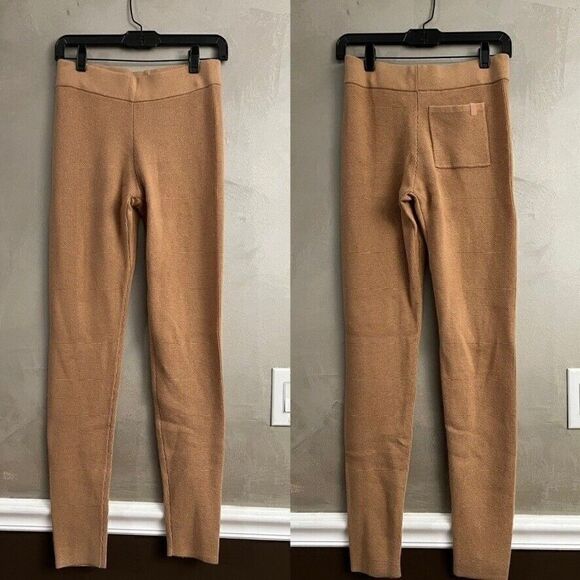 LUNYA Cozy Cotton Silk Waffle Knit Lounge Pants Beige Tan - Picture 3 of 5